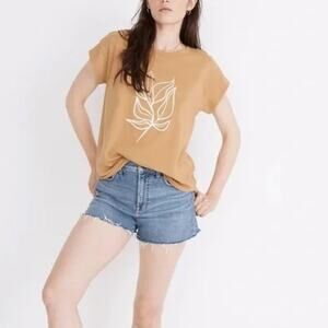 Madewell x Walker Noble Studios Top Womens Abstract Leaf Asbury Muscle Tee L NEW